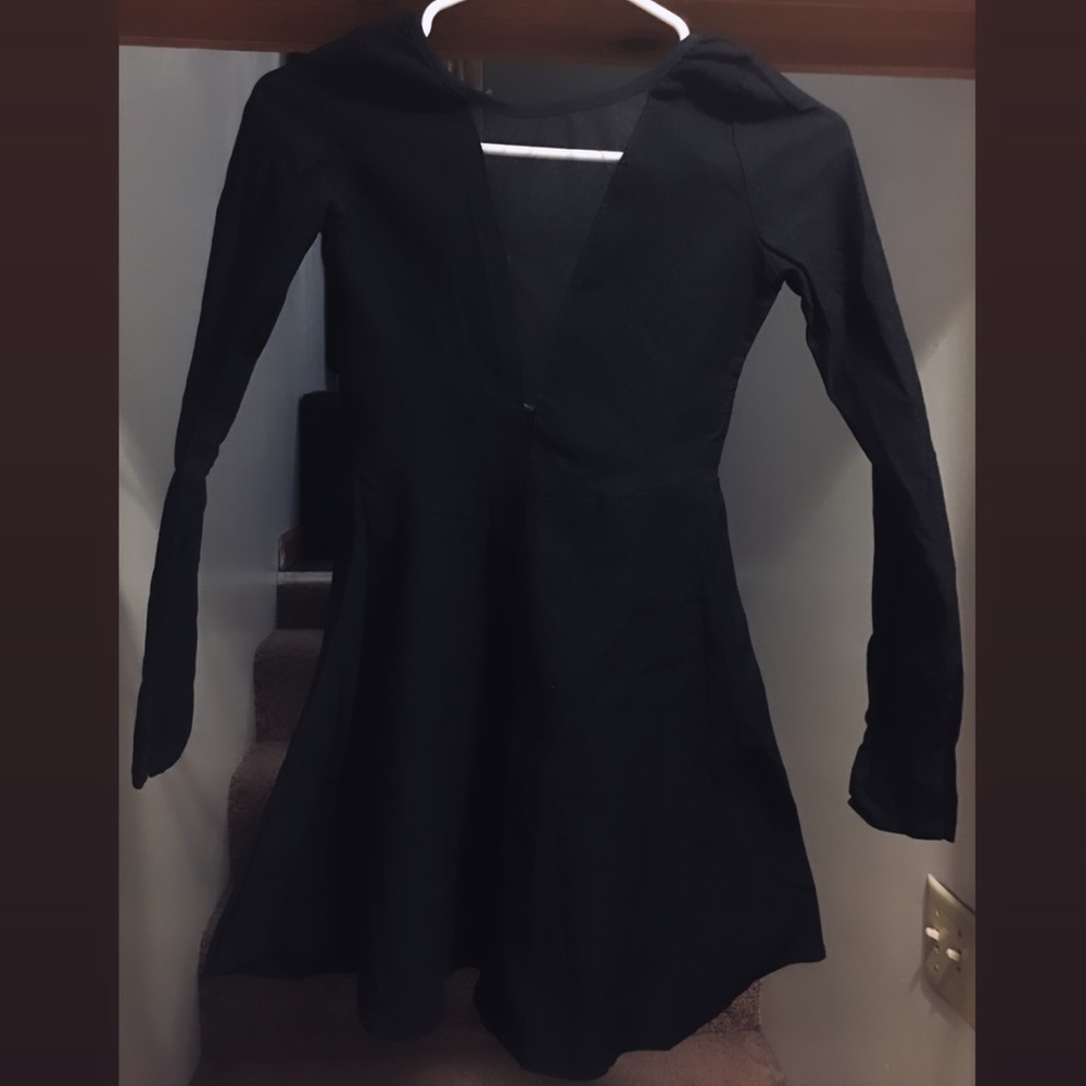 Little Black Mesh V-neck Dress